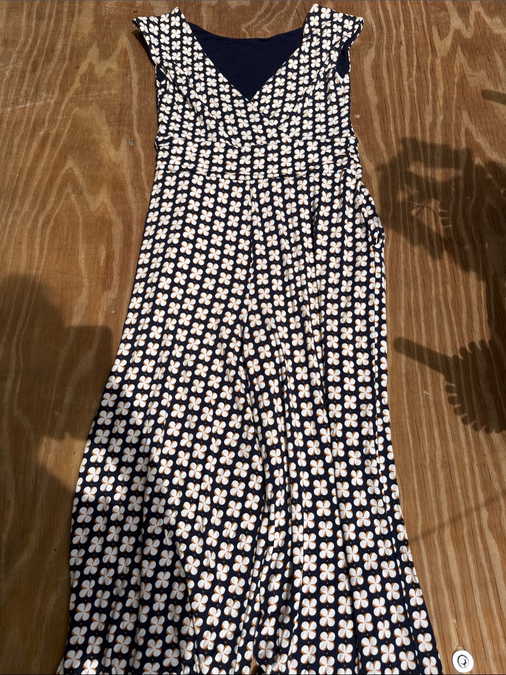 Boden Navy and White Floral Print Jumpsuit